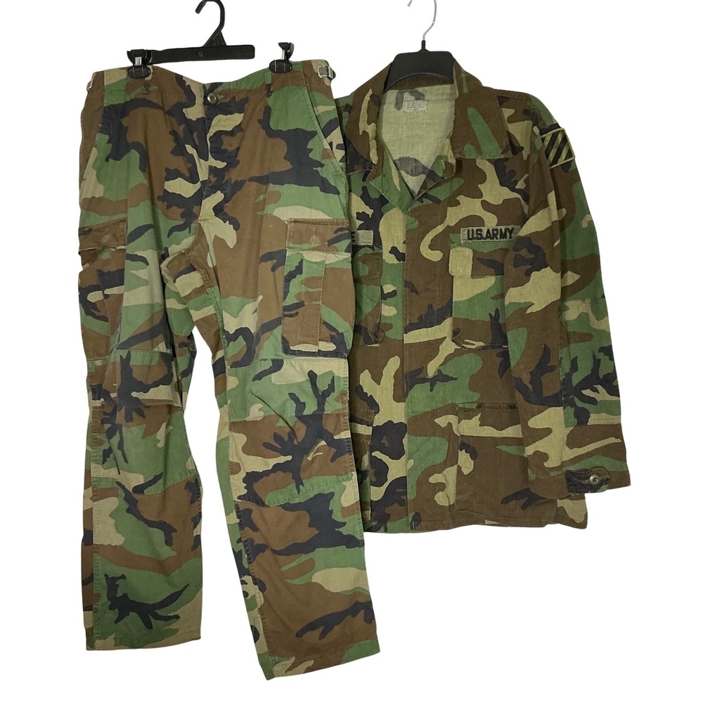 US Army Woodland BDU Uniform‎ Set Large Long Jacket Medium Long Pants Vintage